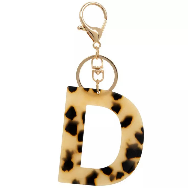 Leopard print letter acrylic keychain