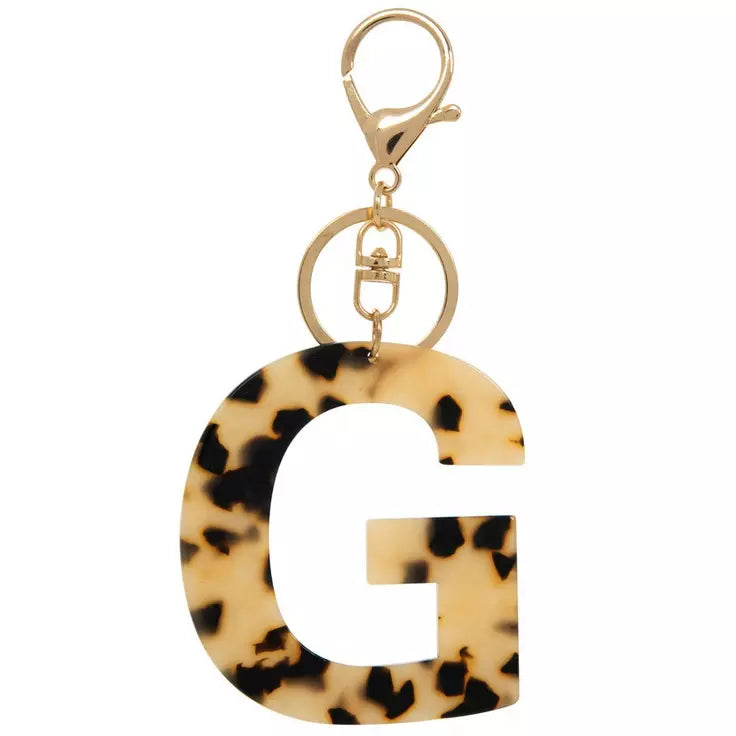 Leopard print letter acrylic keychain