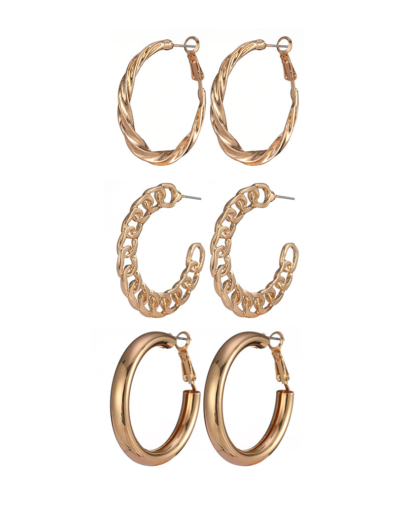 Three pairs of earrings jewelry