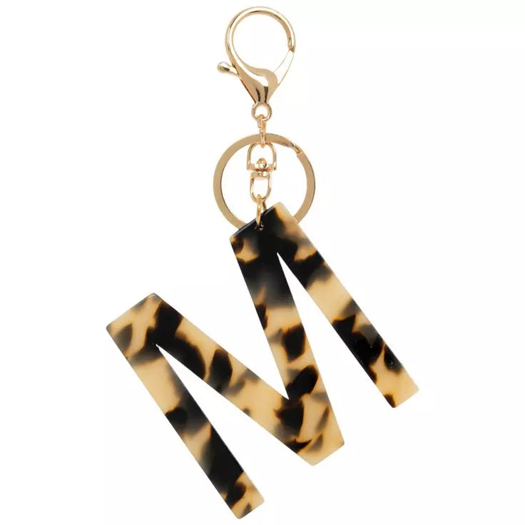 Leopard print letter acrylic keychain