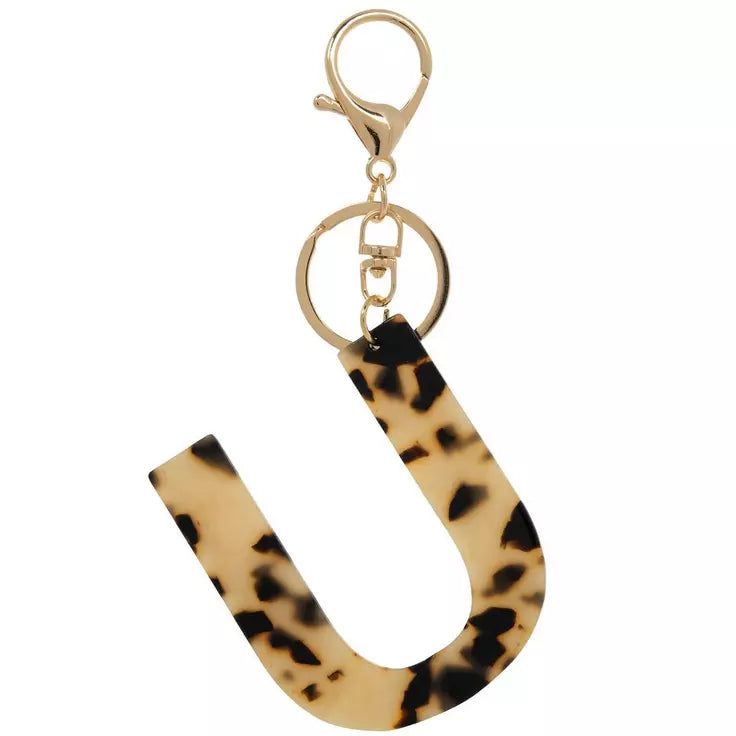 Leopard print letter acrylic keychain