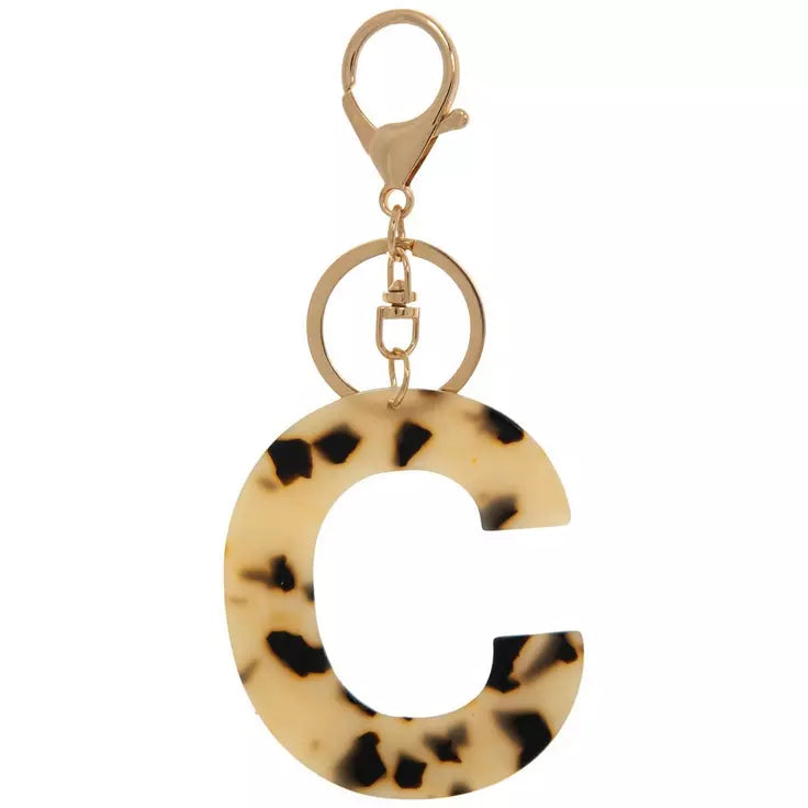 Leopard print letter acrylic keychain