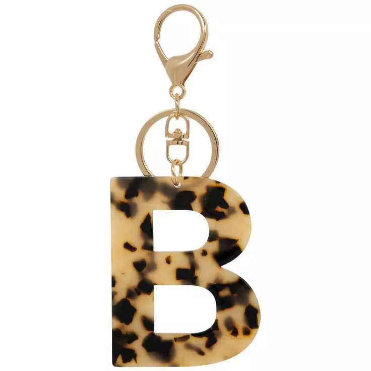 Leopard print letter acrylic keychain