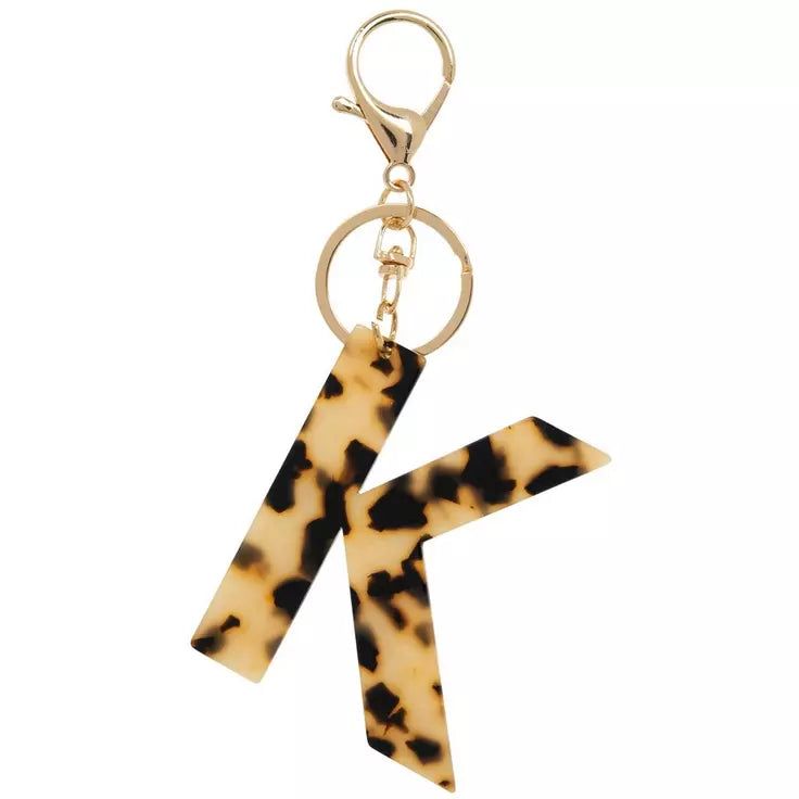 Leopard print letter acrylic keychain