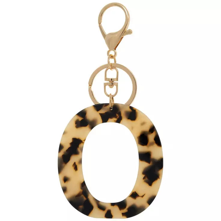 Leopard print letter acrylic keychain
