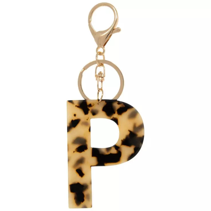 Leopard print letter acrylic keychain