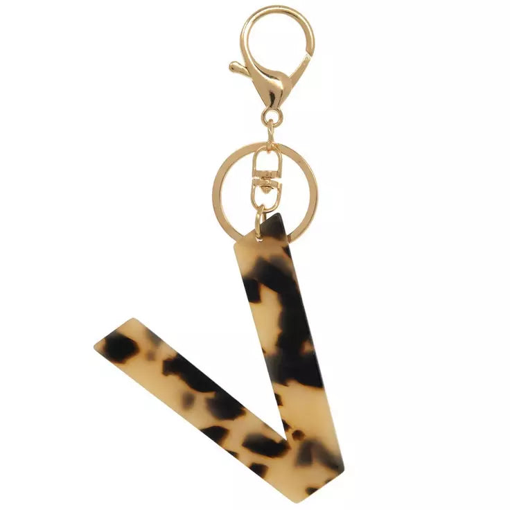 Leopard print letter acrylic keychain