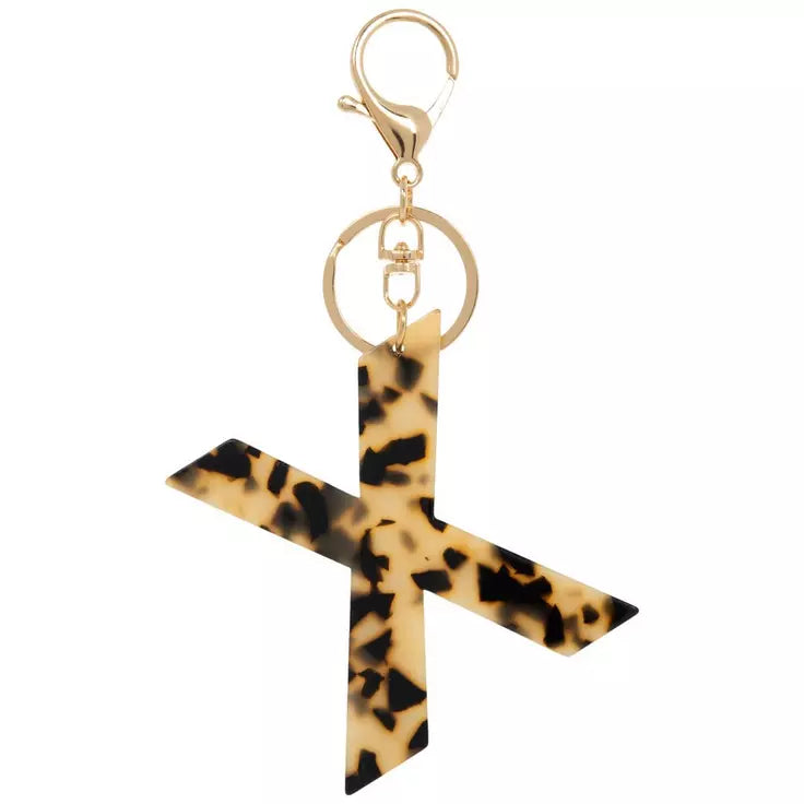 Leopard print letter acrylic keychain