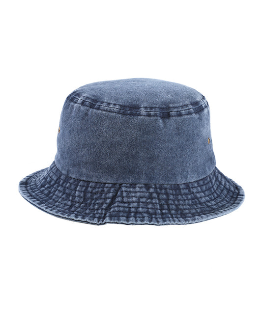 Washed denim bucket hat