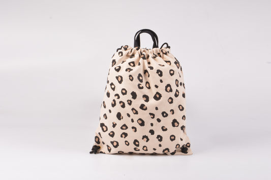 Leopard print drawstring bag