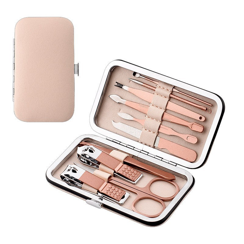 7pcs/set Rose Gold Portable Manicure & Beauty Tool Kit, Personal Care Tools For Ear Cleaning, Foot Care, Nail Grooming